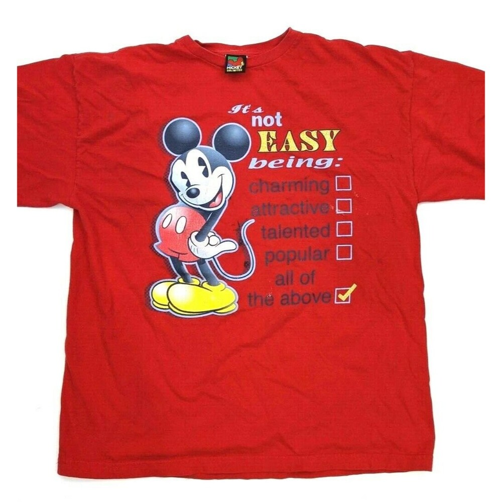 Mickey Unlimited T Shirt Tee XL Red Graphic Mickey Mouse Jerry Leigh Vintage 90s